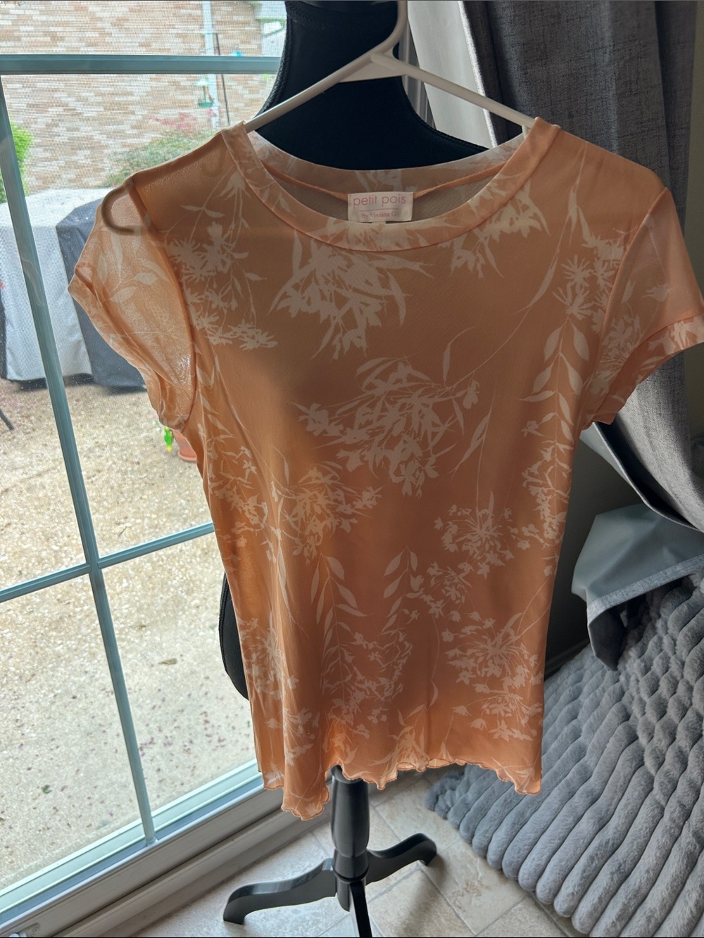 Peach Floral Short-Sleeve Women's Top